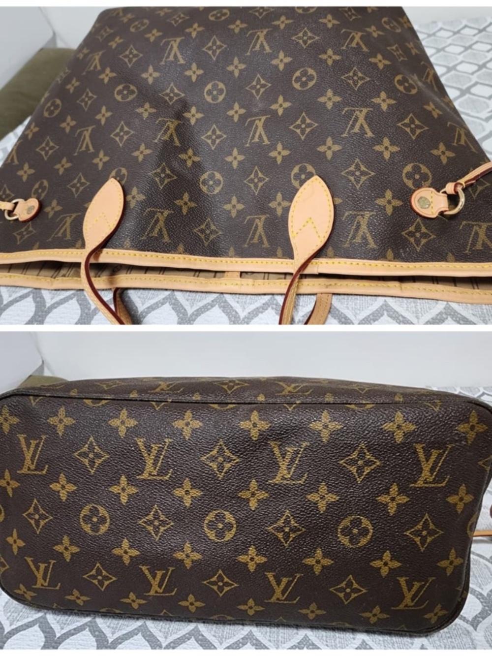 Authentic LOUIS VUITTON Monogram Canvas Neverfull MM Tote Bag Brown/Beige - Picture 7 of 15